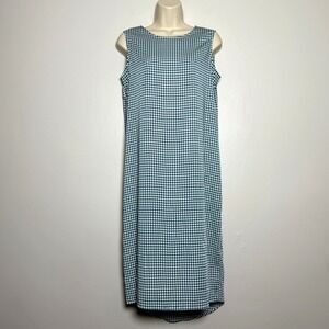 Hal Rubenstein Womens Sleeveless Dress S Blue Checkered Light Minimalist Slip‎